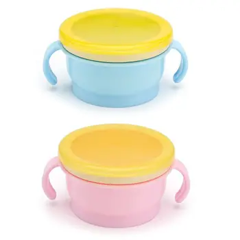 

Baby Spill Proof Snack Cup Infant Double Handle Silicone Biscuits Feeding Bowl