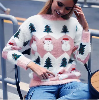 

Largest wholesaler Christmas Snowman sweater pink one size fits all