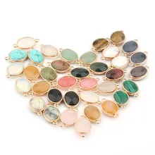 Натуральный камень в форме капли воды Роза Quartzz/тигровый глаз кулон Соединитель с двумя отверстиями DIY для ожерелья или ювелирных изделий