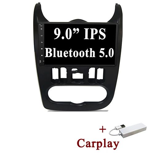 with carplay YAZH 9," ips экран Android 9,0 пирог автомобиля стерео gps для Dacia/Renault Logan Sandero 2009 2010 2011 2012 2013 с Bluetooth 5 - Цвет: with carplay