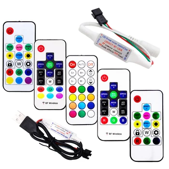 

DC5-24V WS2812B WS2812 Led Strip Controller MINI 3/14/17/21Keys USB/DC RF Controller With Remote For WS2811 SK6812 Light