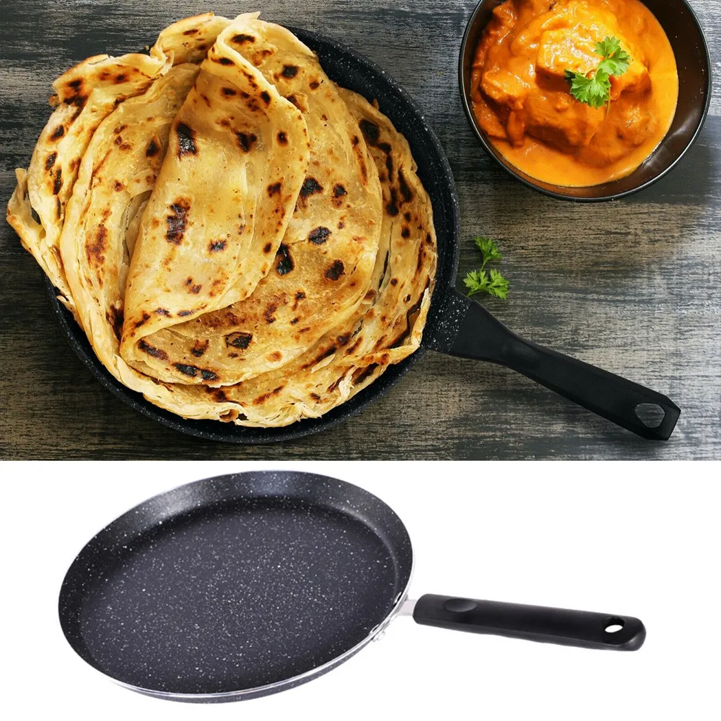 1pc Non Stick Crepe Pan Marble Coated Pancake Maker For Induction Gas Hob Kitchen Accessories Frying Pan With Anti-scalding Hand