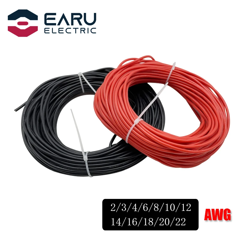 Cable de silicona eléctrico suave resistente al calor, 1-100M, 8 12 14 16 18 22 24 26 28 30 AWG, Color rojo, 5M, negro, para RC DIY - AliExpress Luces iluminación