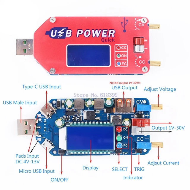 

A7-- USB Step UP Power Supply Module 15W Boost Adjustable Converter Fan Speed Control Potentiometer LCD Display