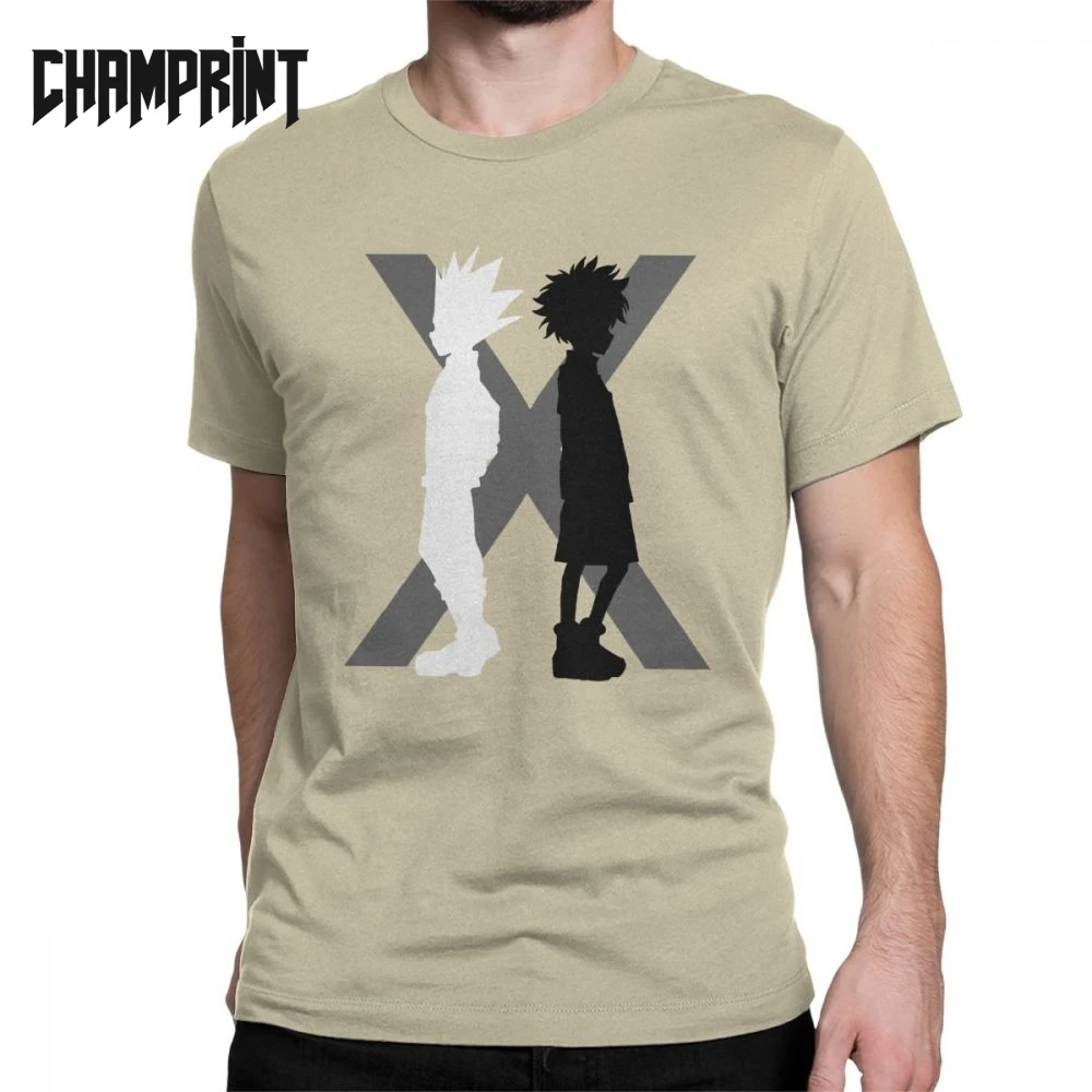 

Men T-Shirts The Light And The Shadow Hunter X Hunte T Shirt Cotton Tees Short Sleeve Killua Manga Hunters Hxh Tops Big Size