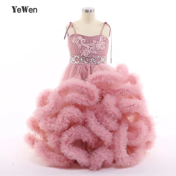 

YeWen Cloud little flower girls dresses for weddings Party frocks sexy children Embroidery kids prom dresses evening gowns 2020