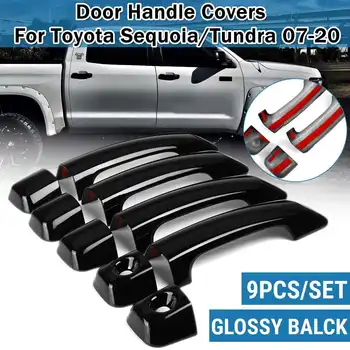 

9PCS Car ABS Door Handle Cover Trim Gloss Black For Toyota Sequoia Tundra 2020 2019 2018 2017 2016 2015 2014 2013 - 2007 Stylin