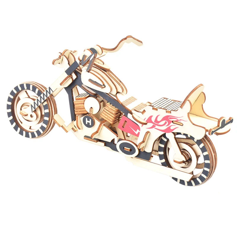 DIY 3D Лазерная деревянная головоломка для детей Harley модель коробки мотоциклов
