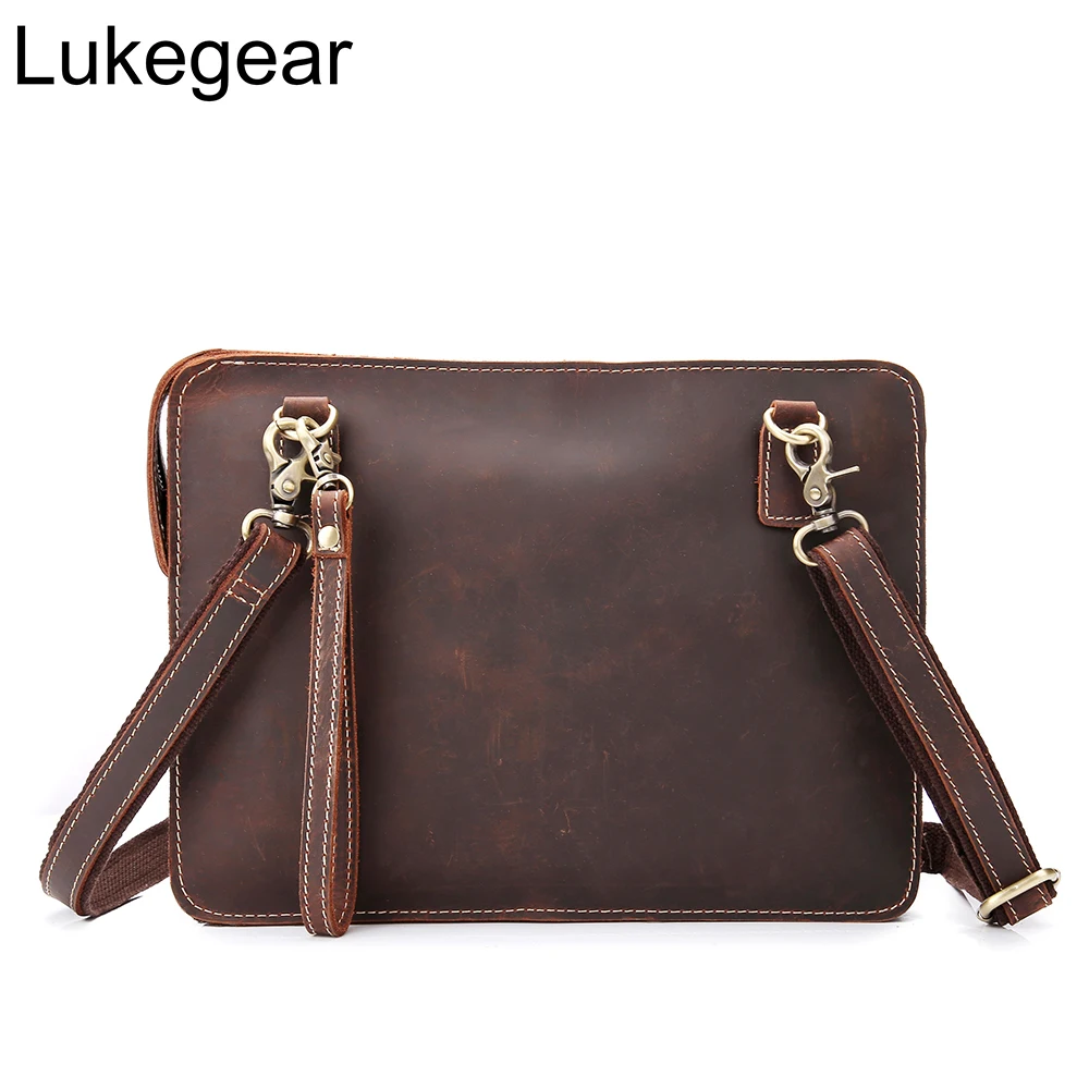 Lukegear мужские сумки из натуральной кожи Ретро ручной работы портфель для ноутбука