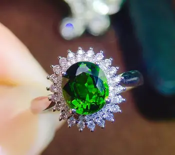 

Green Tourmaline Ring1.58ct Pure 18 K Gold Jewel Natural Green Tourmaline Gemstones Diamonds Female Rings for Women Fine Ring