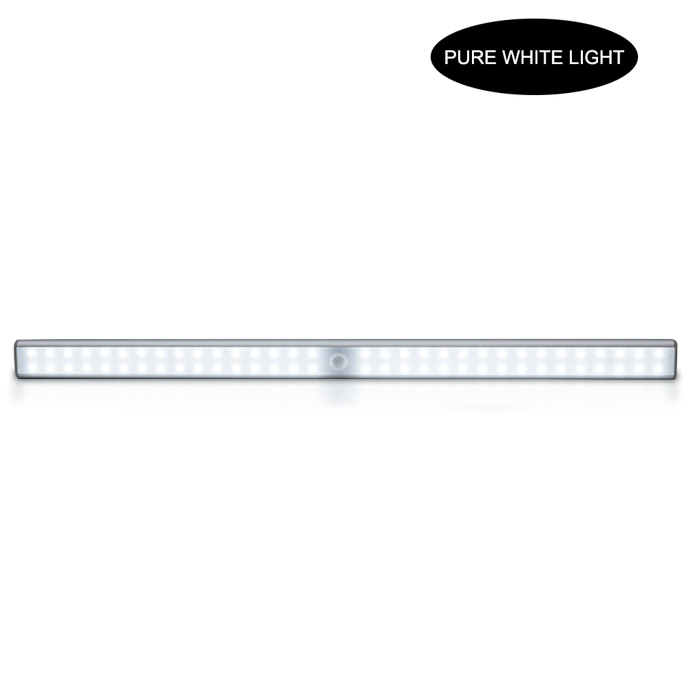 64 светодиодная подсветка под шкаф PIR датчик движения лампа 64 светодиодный s светильник ing для шкафа шкаф кухонный ночной Светильник - Цвет: Белый