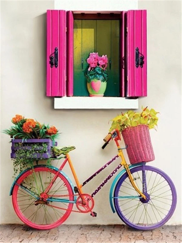 AZQSD 5D алмазная вышивка велосипед DIY ручной работы подарок алмазная живопись цветок полный квадратный бурение украшение дома полный набор - Цвет: 3458