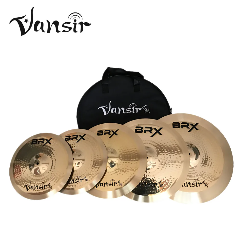 Vansir 14" 16" 18" 20" 5 Pcs BRX Series Brass Practice Cymbals Professional Cymbal Sets Yellow Gold