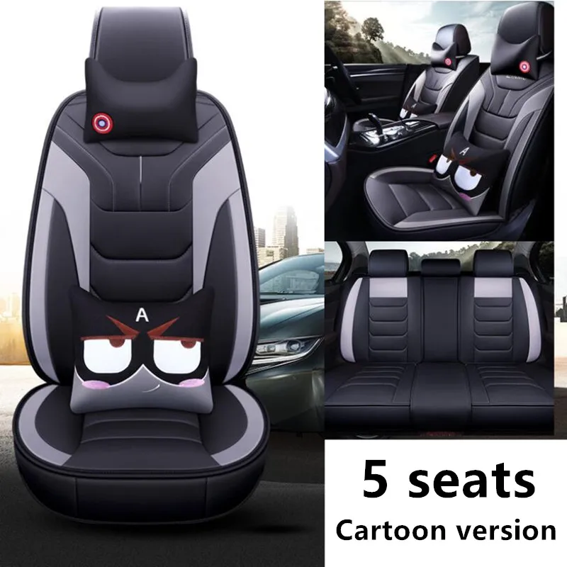 Высокое качество, чехол для сиденья автомобиля из искусственной кожи для Chevrolet Aveo Sonic Lova T250 T300(передняя+ задняя), подушка на 5 сидений - Название цвета: Cartoon version