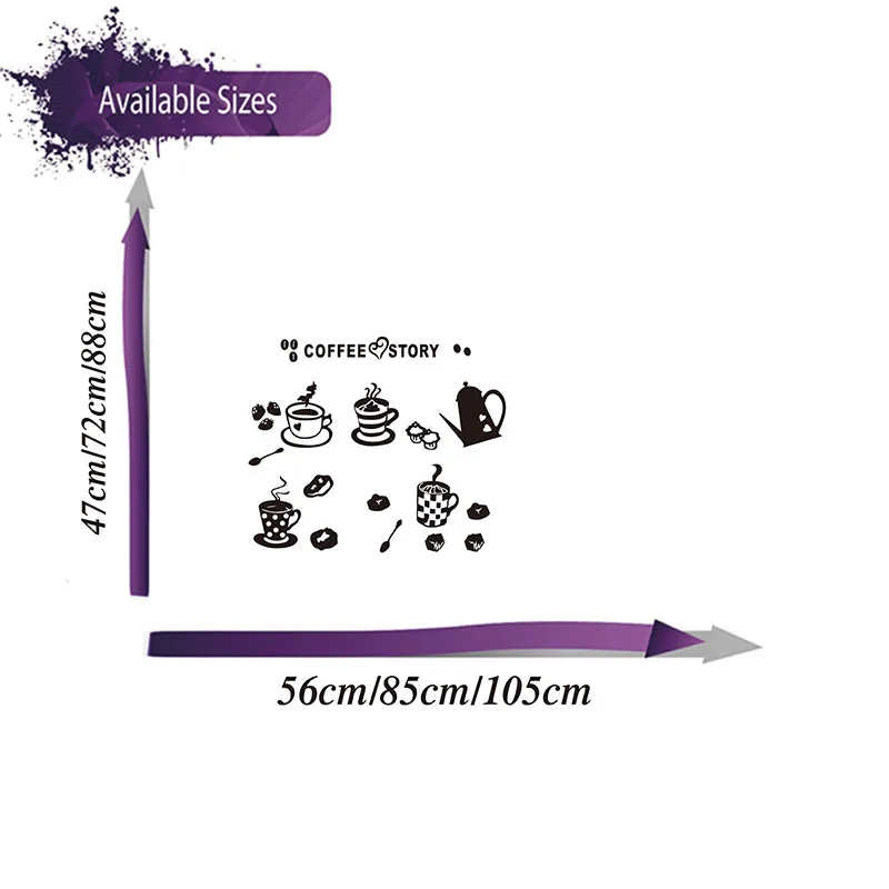 Coffee Cafe Bar Window Wall Stickers Coffee Shop Business Cafe Coffee Mug Glass Wall Decal Vinyl Decor (1)