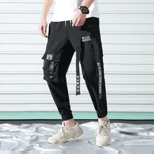 Весенние Новые корейские школьные ветронепроницаемые брюки, пара, свободные, трендовые, модные, чисто черные, повседневные, спортивные, с большим карманом, в стиле хип-хоп, комбинезоны