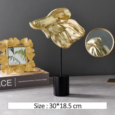 Миниатюрная модель ручной работы из смолы, Золотая рыбка, украшение для дома, статуэтки, украшение для стола, золотые статуэтки в виде рыб - Цвет: 2
