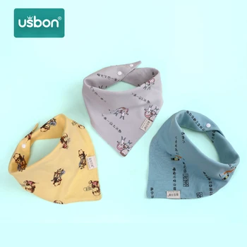 

Usbon 3pcs Cotton Bandana Bibs Baby Babador Feeding Smock Infant Burp Cloths Cartoon Saliva Towel Baby Accessory Soft Baby Stuff