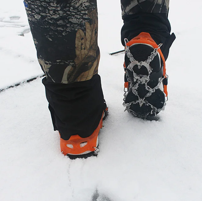 1 Pair 19 Teeth crampons Non-slip Ice Snow Climbing Anti-slip Shoe Covers Spike Cleats Crampons Anti-slip Overshoes Lsize