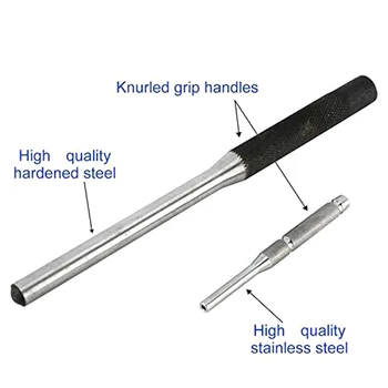 

9pcs Roll Pin Punch Set + 4pcs Hollow End Starter Punch Tool Slip Off Proof