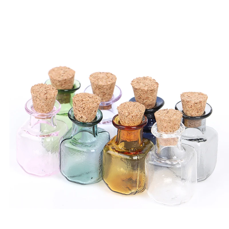 

2Pcs 1:12 Dollhouse Miniature Glass Color Bottles Cork Bottles Tiny Jar Model For Dollhouse Decals New