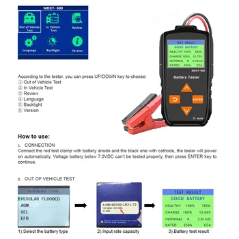 

MDXT-600 Automotive Battery Tester 12.0V 24V Battery System Analyzer Truck Motorcycle Battery Tester Digital Car System Analyzer