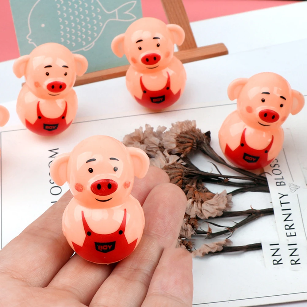 5Pcs Cute Pig Tumbler Toy Party Bag Filler Favors Gift Kids Education Toy Gadget 4