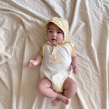 

Summer Infant Bodysuits printing spell color skin-friendly cartoon sleeveless vest climbing clothing Siamese Bodysuits