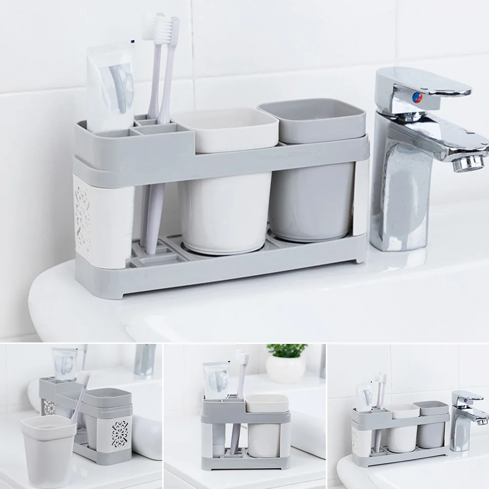 Single/double PP Toothbrush Holder Free Stand Hotel Toilet Washing Cup Toothpaste Home Bathroom Easy Clean Rack Tools Drain