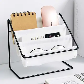 

Iron Canvas Storage Holders Home Office Desk Accessories Metal Decor Shelves for Wall Remote Control Makeup Sunglasses Organizer
