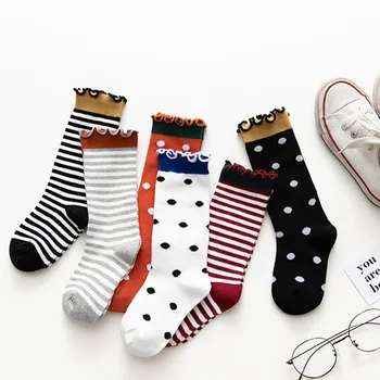 

Cute Kids Baby Girl Socks Children Princess Striped Lace Girls Knee High Long Cotton Knee Baby Infant Socks for Girl
