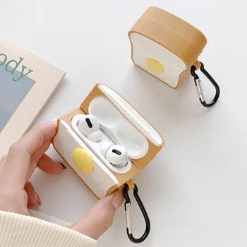 

Eggs toast silicone headphone case for airpods Protective cover for Apple wireless Bluetooth headset protects shell softness