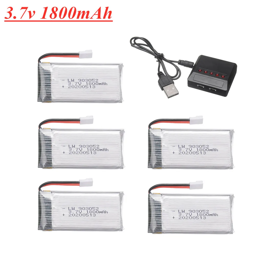 3.7v 1800mAh Lipo Battery Charger Set para SYMA KY601S X5 X5S X5C X5SC X5SH X5SW M18 H5P H11D H11C Zangão RC Peças De Reposição