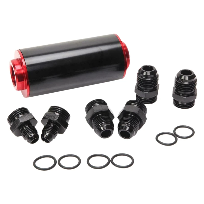 Red AN6 AN8 AN10 High FLOW 100 Micrometre Cleanable SS Racing Inline Fuel Filter | Автомобили и мотоциклы