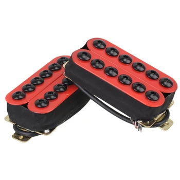 

2Pcs Metal Pickups Double Coil Bridge Neck Humbucker Pickups For Electric Guitar With Ceramic Magnets & Umbrella-Head Screws Red