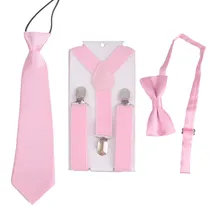 Школьные для мальчиков для девочек Детские подтяжки и бабочка галстук-бабочка, нежно-розовый цвет Цвет ручной работы регулируемый галстук комплект HH0001a05