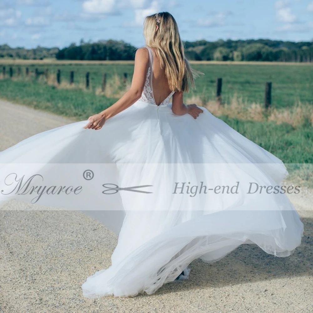 Mryarce Love кружевное деревенское свадебное платье с v-образным вырезом и открытой спиной, раздельные Свадебные платья Boho