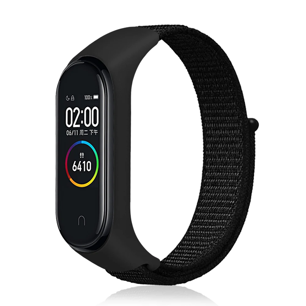 Нейлоновый ремешок для xiaomi mi band 4 браслет NFC смарт-часы замена xiaomi mi band 3 цветной Ремешок Браслет против потери - Цвет ремешка: black black