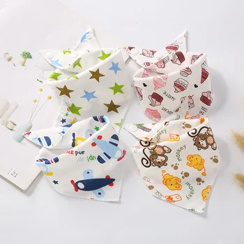 

Baby Bibs Kids Drool Bibs Waterproof Double Cotton Newborn Saliva Towel Triangle Cartoon Infant Bandana Slabber Absorbent Cloth