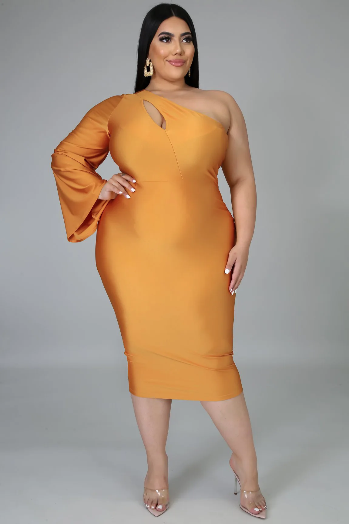 Women's Casual Bodycon Dress Half Sleeve Pencil Midi Party Clubwear Plus Size