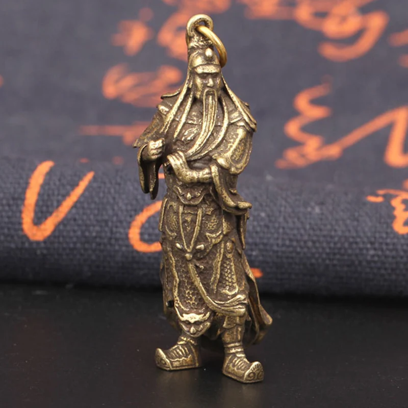 Ручной ретро из чистой меди Guan Gong статуэтки настольные украшения латунные