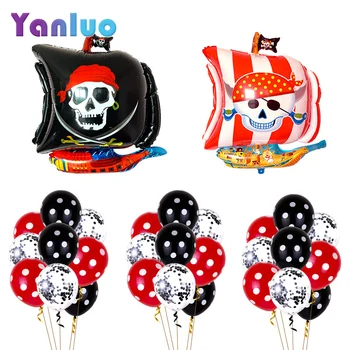 

Cartoon Pirate Ship Aluminum Foil Balloon Set kids Birthday Party English Shower Party Decoration Supplies