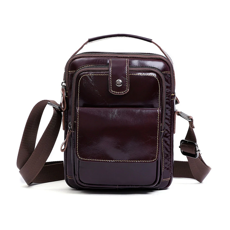 

100% Genuine Leather Crossbody Bag Man Flap Bag High Quality Men Shoulder Bag Handbag Zipper Men Bags vintage Handbag