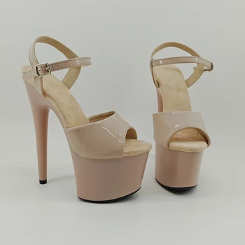 

Leecabe 17CM/7Inch Beige Women's Platform Sandals party High Heels Shoes Pole Dancing Shoes