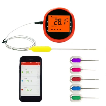 

Meat Backlit Food Cooking With Probe Stainless Steel Outdoor Timing Wireless Bluetooth LCD Display Portable Tool BBQ Thermometer