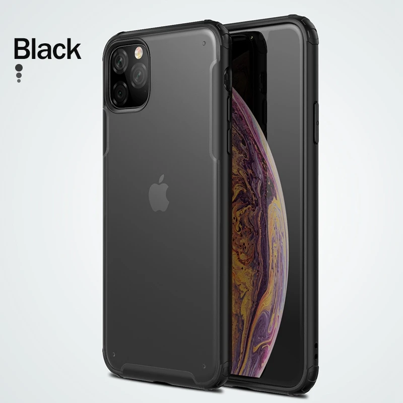 Rock роскошный чехол для телефона для iPhone 11 Pro чехол силиконовый прозрачный чистый чехол для iPhone XR XS Max 7 8 Plus чехол матовый чехол - Цвет: Черный