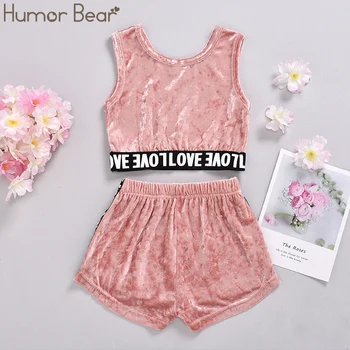 

Humor Bear 2020 Girls Set Pink Jazz Dance Costume Summer Sleeveless Top +Shorts 2Pcs Dancing Kids Performance Children Clothes