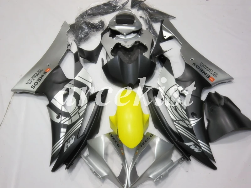 ABS мотоцикл полный обтекатель комплект подходит для YAMAHA YZF-R6 2008- 08 09 10 11 12 13 14 15 16 комплект кузова серебряный желтый