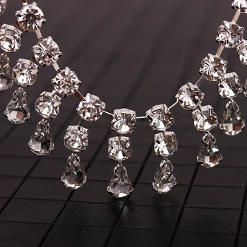 

High quality Diamond chain rhinestone tassel Wedding dress accessories Pearl Beaded Lace Trim fabric applique patches Sew on