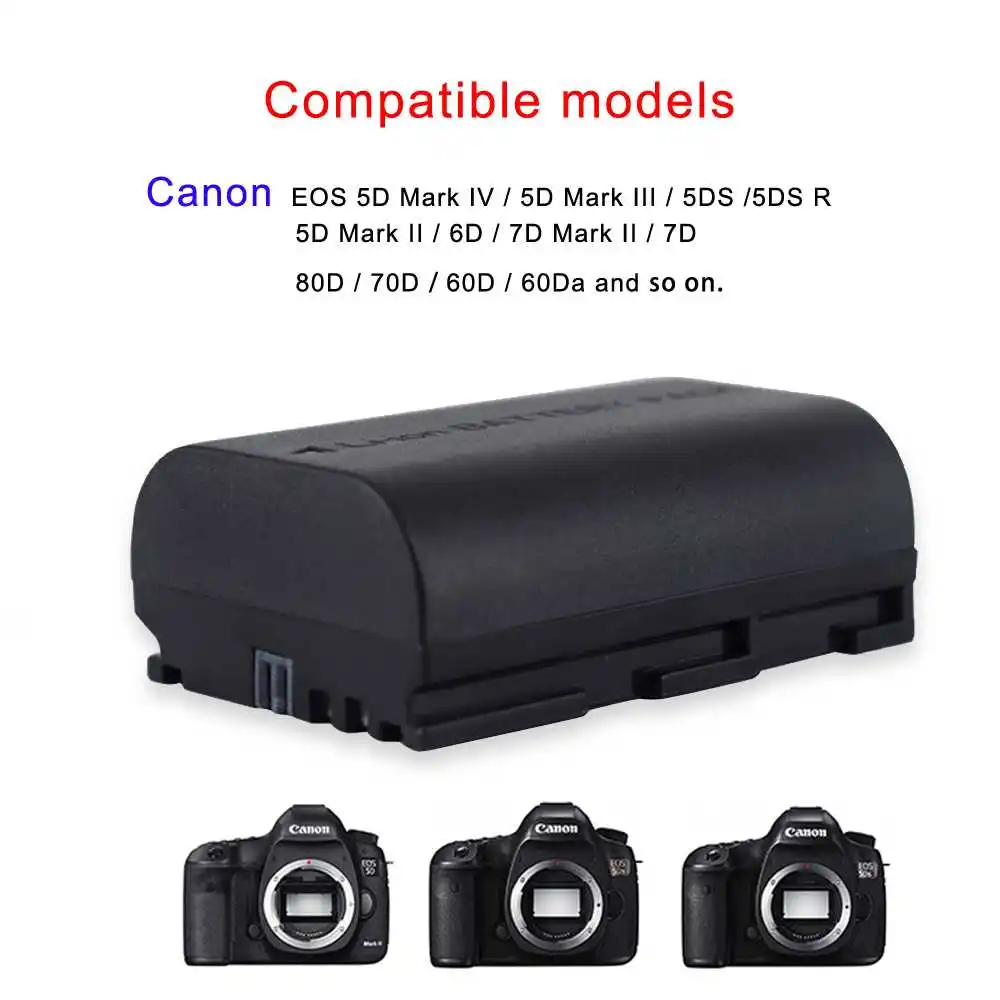 PALO 2PCS 2000mAh LP E6 E6N Аккумулятор для камеры Canon EOS 5DS 5D Mark II III 6D 7D 60D 60Da 70D 80D DSLR 5DSR|battery for